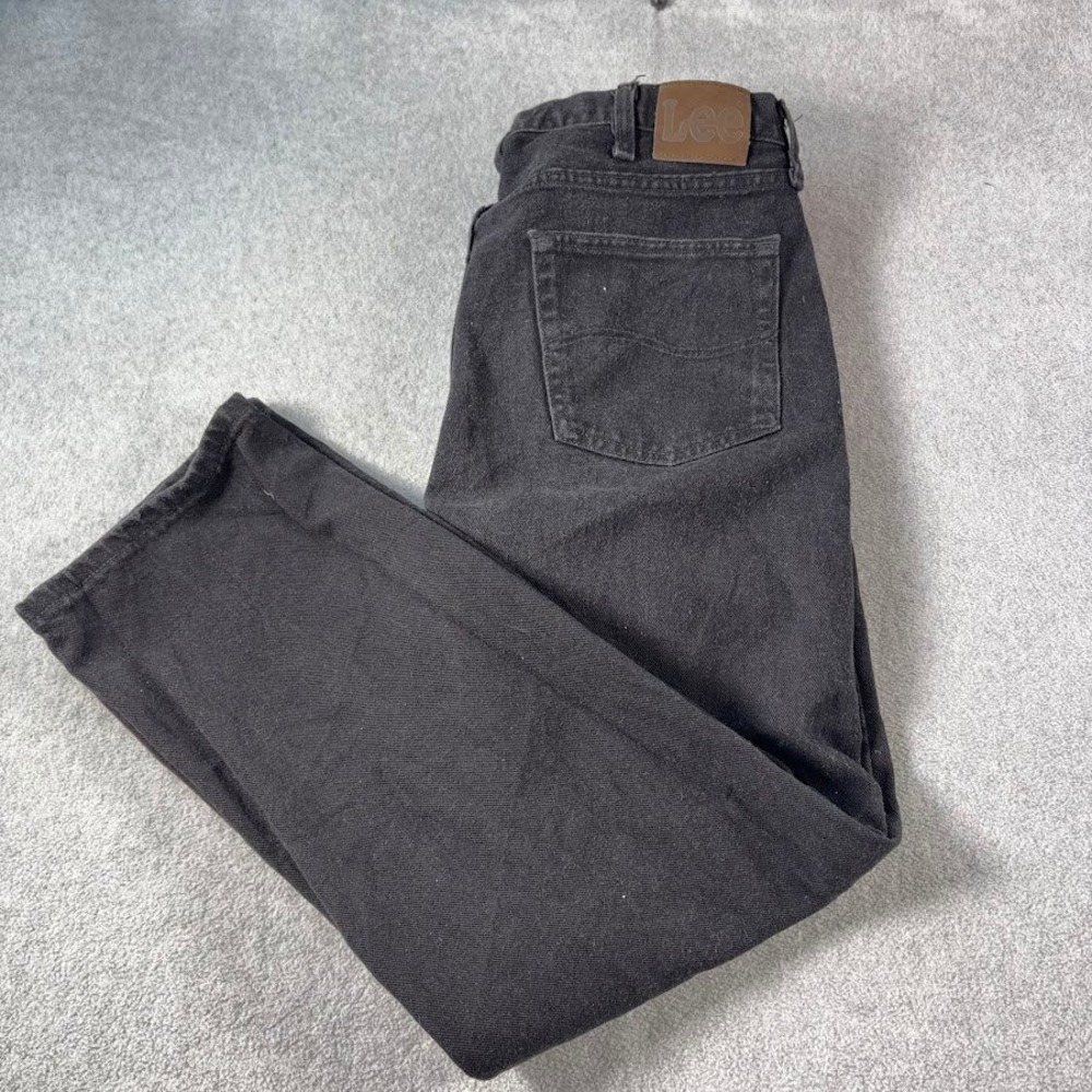Lee Regular Fit Jeans Mens 36x32 Black Solid Straight Leg Denim 100% Cotton